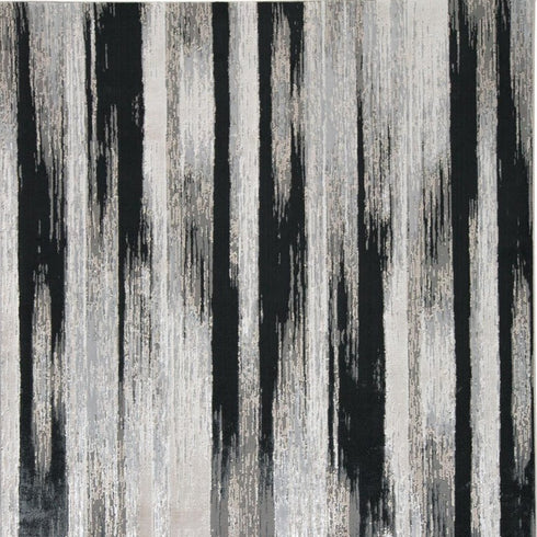 4' X 6' Black Silver and Gray Abstract Power Loom Area Rug